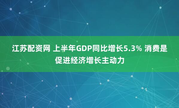 江苏配资网 上半年GDP同比增长5.3% 消费是促进经济增长主动力